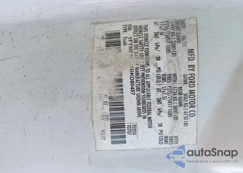 2011 Ford F-150 Xl from USA, damaged, VIN 1FTMF1CM8BKD80457